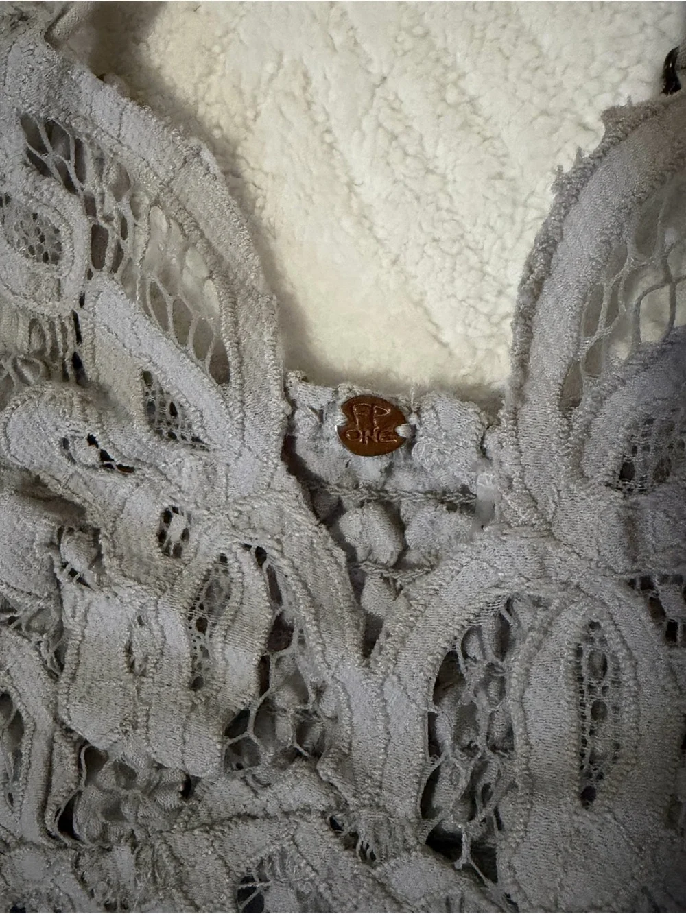 Free People Lace Crop Bralette in Light Gray